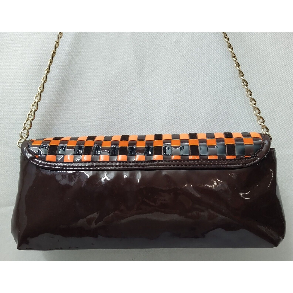 Kate Spade New York Orange Brown Patent Leather Chain Strap Hobo Shoulder Bag - Picture 3 of 16